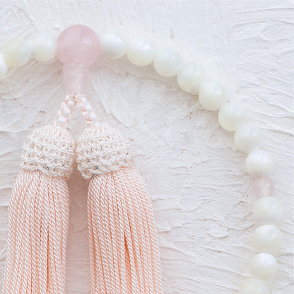 【念珠】蝶貝 片手 紅水晶仕立 本絹頭房  SN002