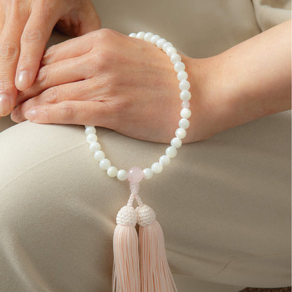 【念珠】蝶貝 片手 紅水晶仕立 本絹頭房  SN002