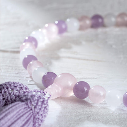 【念珠】淡貴石 片手7mm 紅水晶仕立 本絹頭房  SN003