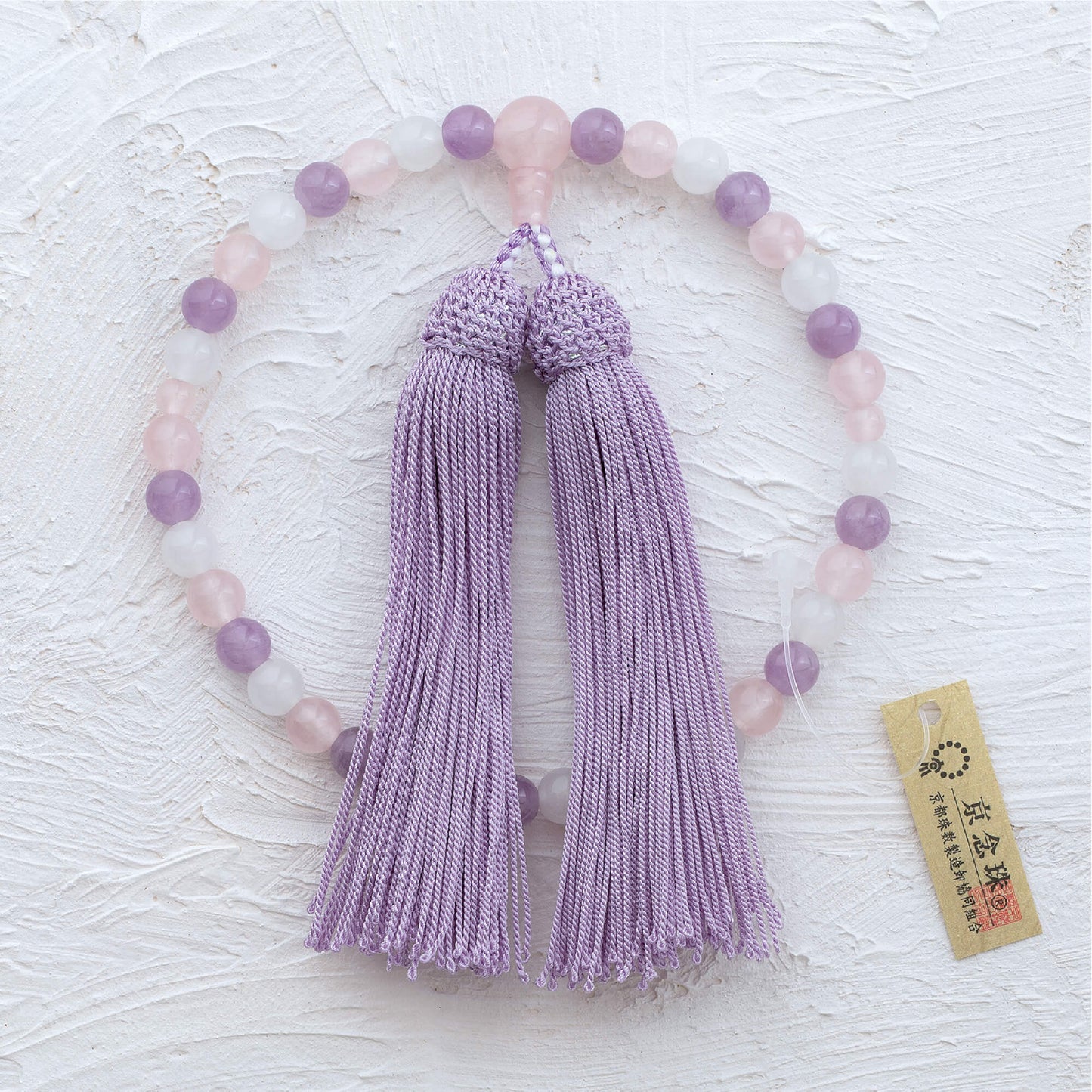 【念珠】淡貴石 片手7mm 紅水晶仕立 本絹頭房  SN003