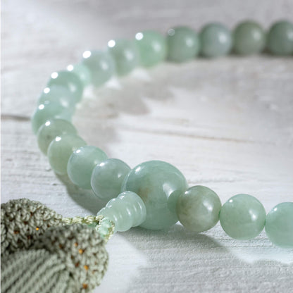 【念珠】ビルマ翡翠  片手8mm  共仕立  本絹頭房  SN005