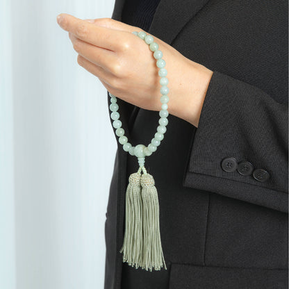 【念珠】ビルマ翡翠  片手8mm  共仕立  本絹頭房  SN005