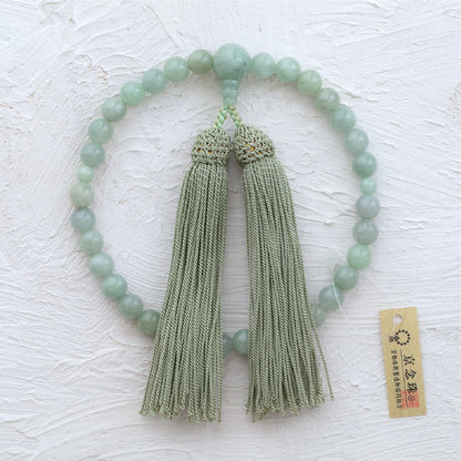 【念珠】ビルマ翡翠  片手8mm  共仕立  本絹頭房  SN005