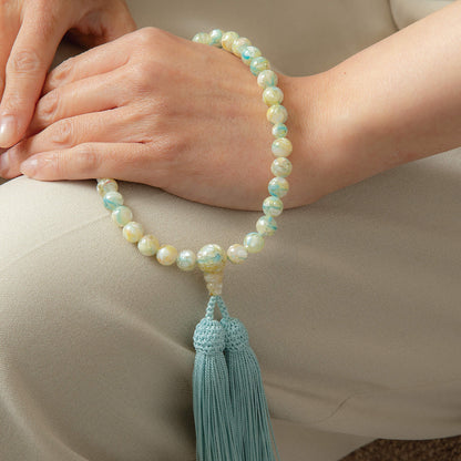 【念珠】ミックスシェル片手 共仕立 本絹頭房　SN006