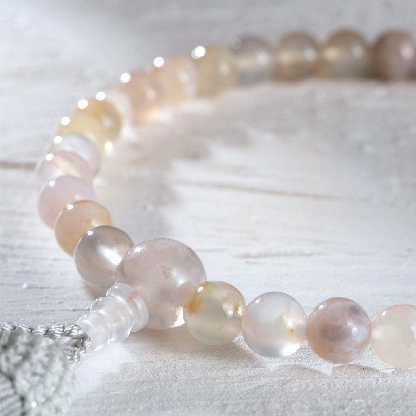 【念珠】桜瑪瑙 片手8mm 共仕立 本絹頭房  SN008