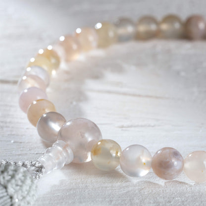 【念珠】桜瑪瑙 片手8mm 共仕立 本絹頭房  SN008