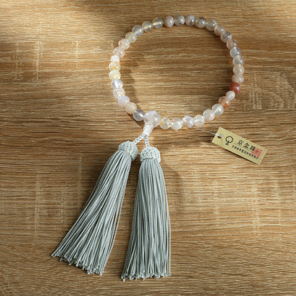 【念珠】桜瑪瑙 片手8mm 共仕立 本絹頭房  SN008