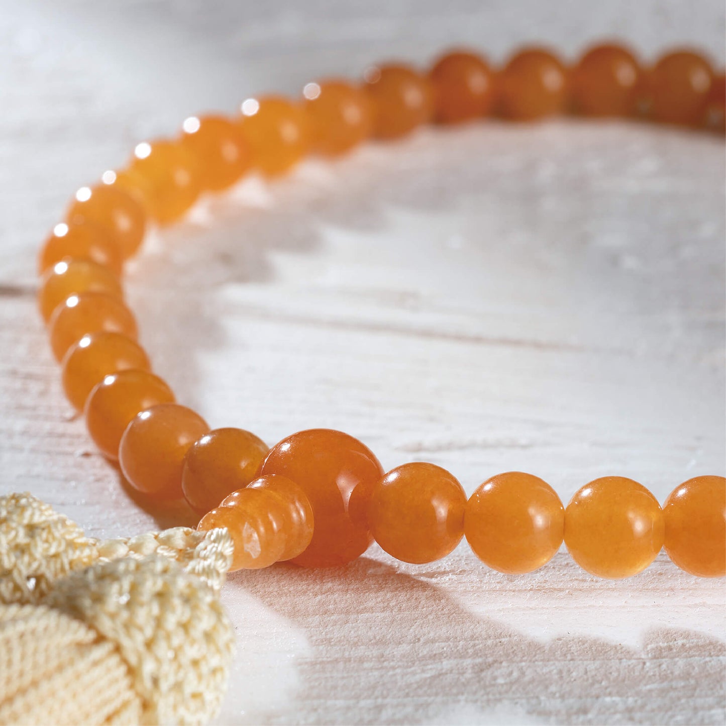 【念珠】オレンジアベンチュリン片手7mm 共仕立 本絹頭房　SN009