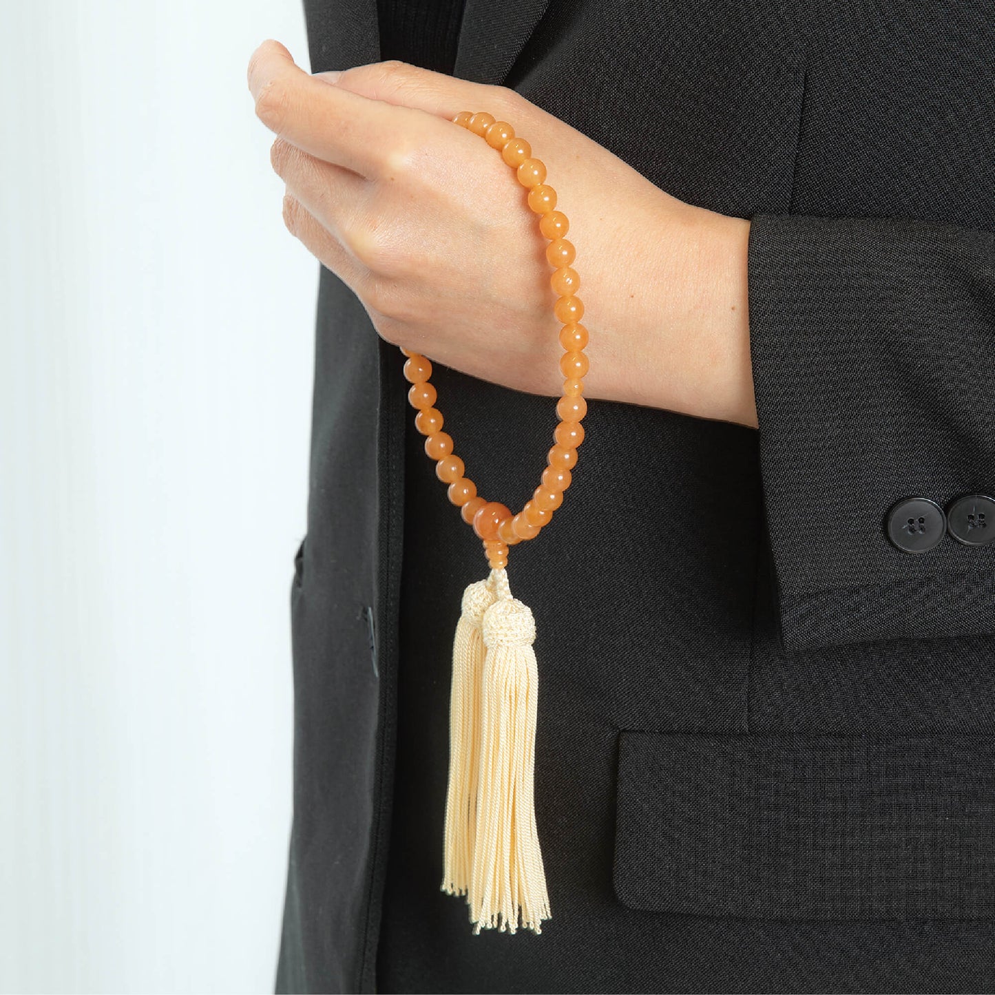 【念珠】オレンジアベンチュリン片手7mm 共仕立 本絹頭房　SN009