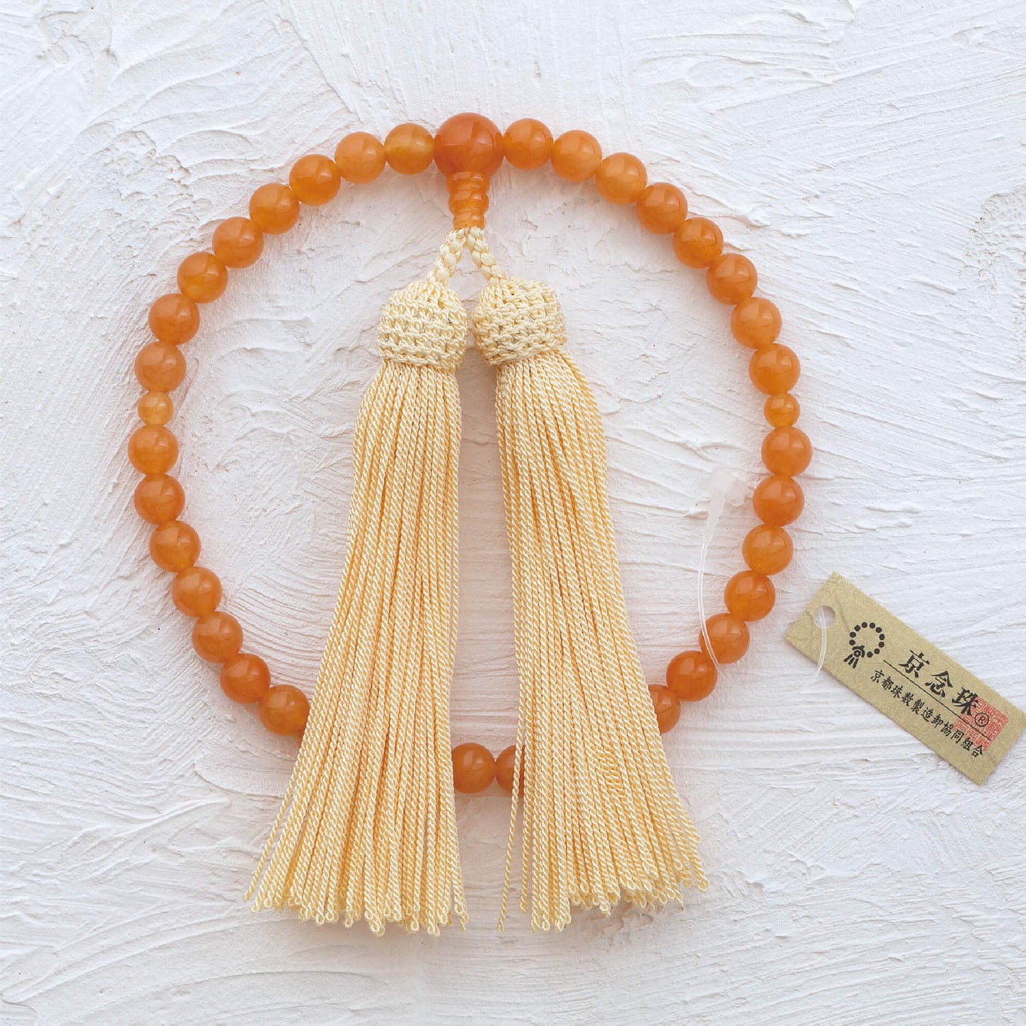 【念珠】オレンジアベンチュリン片手7mm 共仕立 本絹頭房　SN009