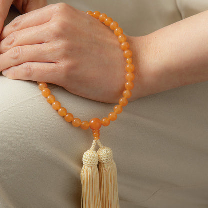 【念珠】オレンジアベンチュリン片手7mm 共仕立 本絹頭房　SN009