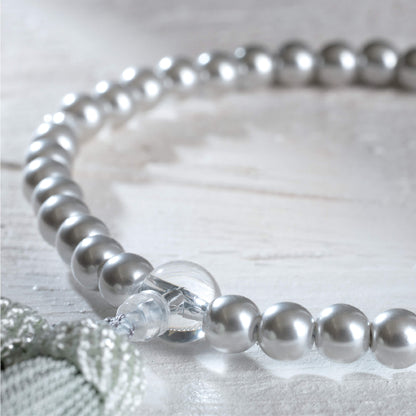 【念珠】再生グレーパール片手7mm P仕立 人絹頭房グレー　SN011