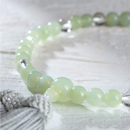 【念珠】ニュージェイド片手7mm 水晶  本絹頭房  SN012