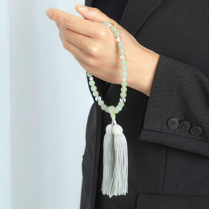 【念珠】ニュージェイド片手7mm 水晶  本絹頭房  SN012